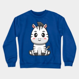 Cute Zebra Sitting Cartoon Crewneck Sweatshirt